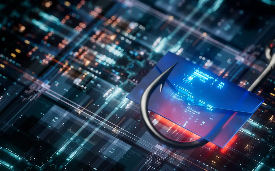 Cyber security ransomware email phishing encrypted technology, digital information protected secured