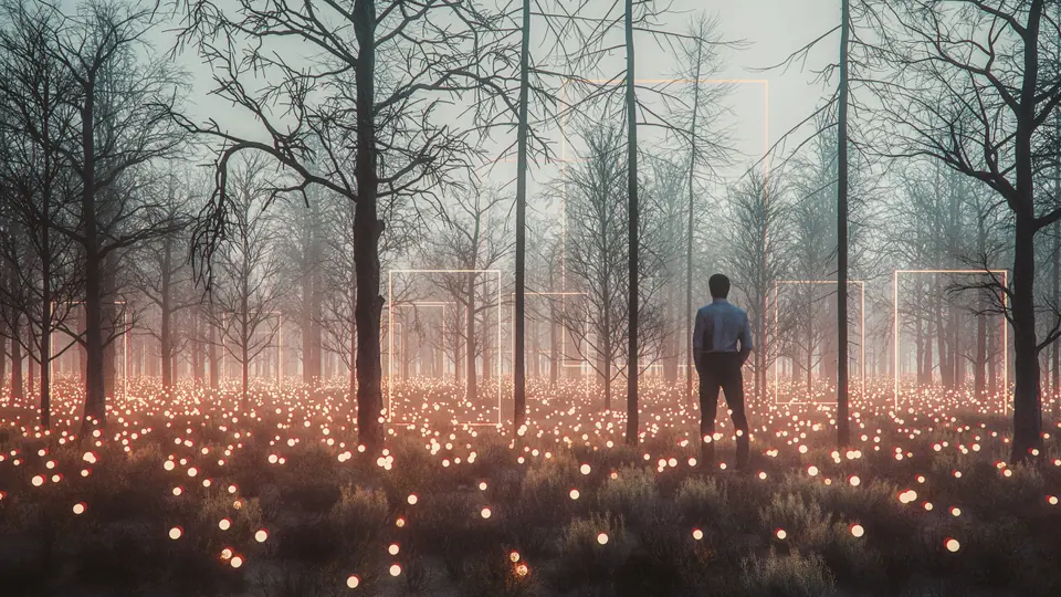 Man standing in fantasy forest